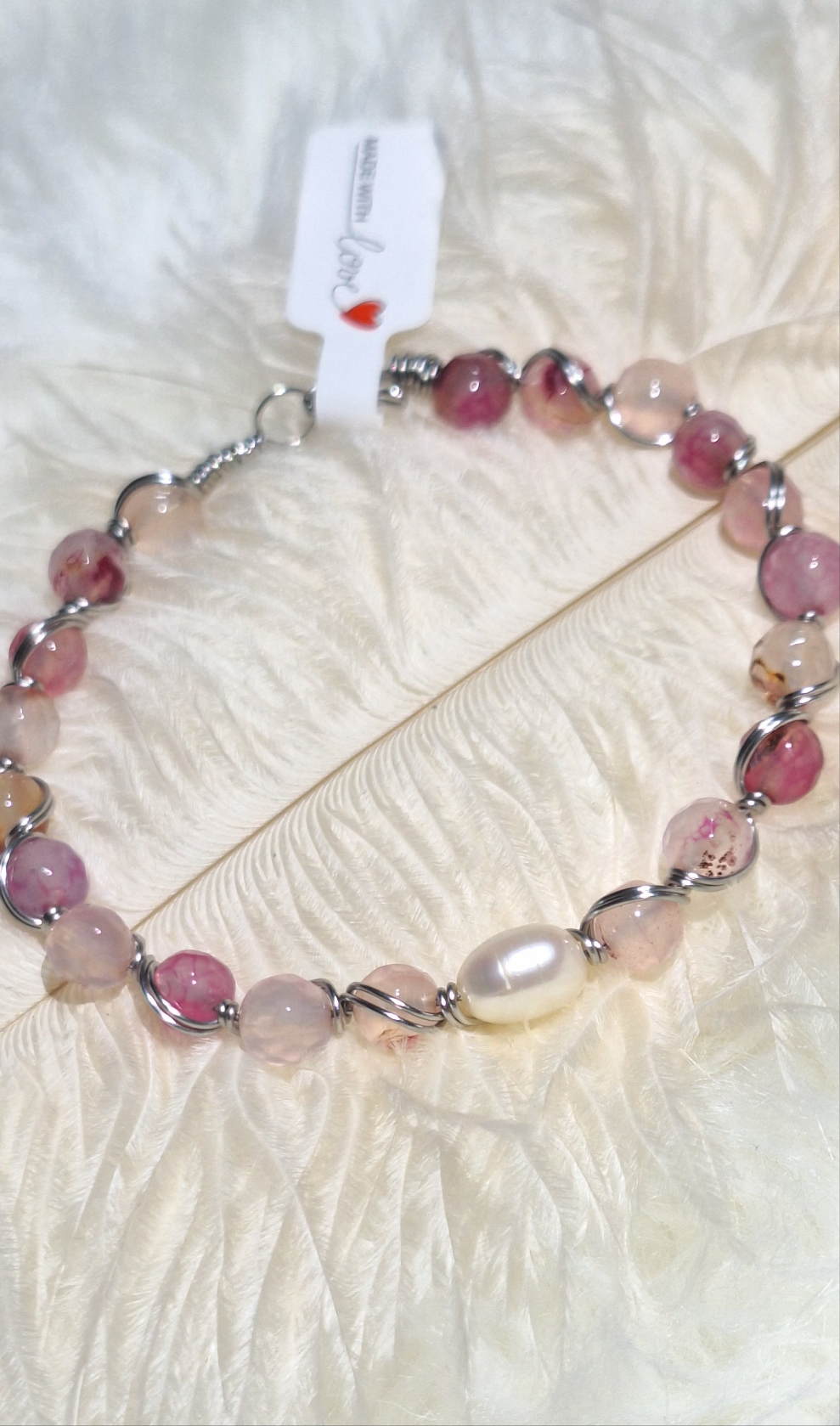 Pulsera Alambrada Ágata Rosa