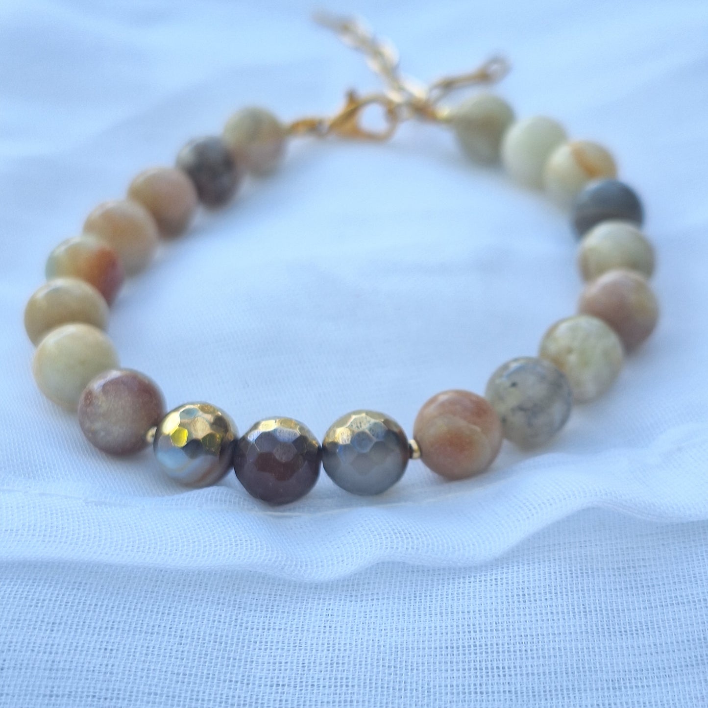 Amazonite /Ágata Enchapada en Oro